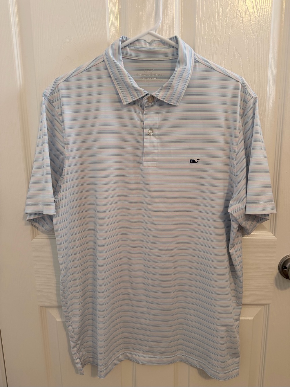 Vineyard Vines Bradley Light Blue, Pink & White Striped Polo ~ Size Large